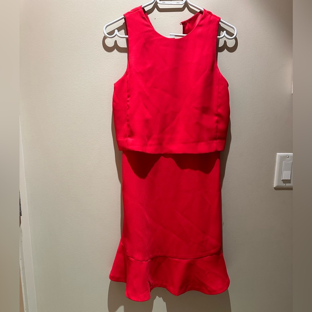 Banana Republic Bright Red Sleeveless Ruffle-Hem Dress